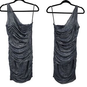 Vintage Y2K Fredrick's of Hollywood Dress One Shoulder Ruched Bodycon Sparkle M
